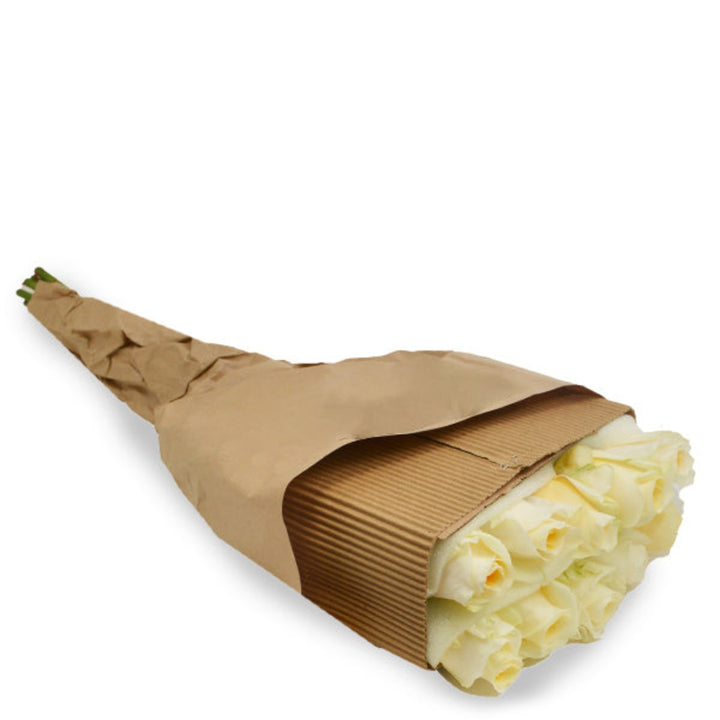 Bouquet of 10 Creme de la Creme roses from Vegpro Kenya, fresh flower stems with vibrant blooms.