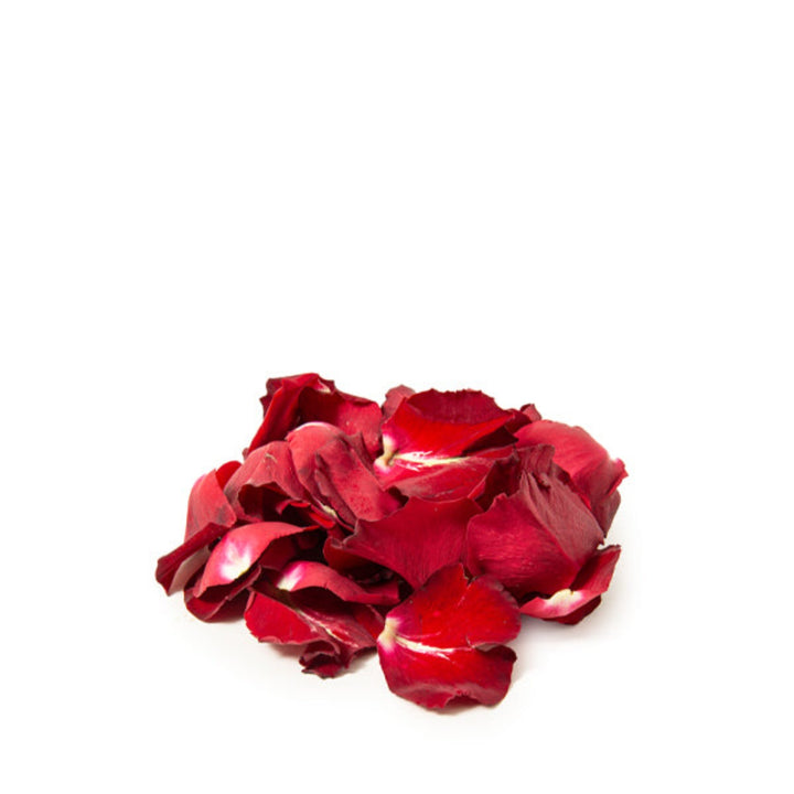 Red rose petals from Fresh Flowers Kenya, 0.1 kg pack, showcasing vibrant, fresh flower petals for decoration or arrangement.