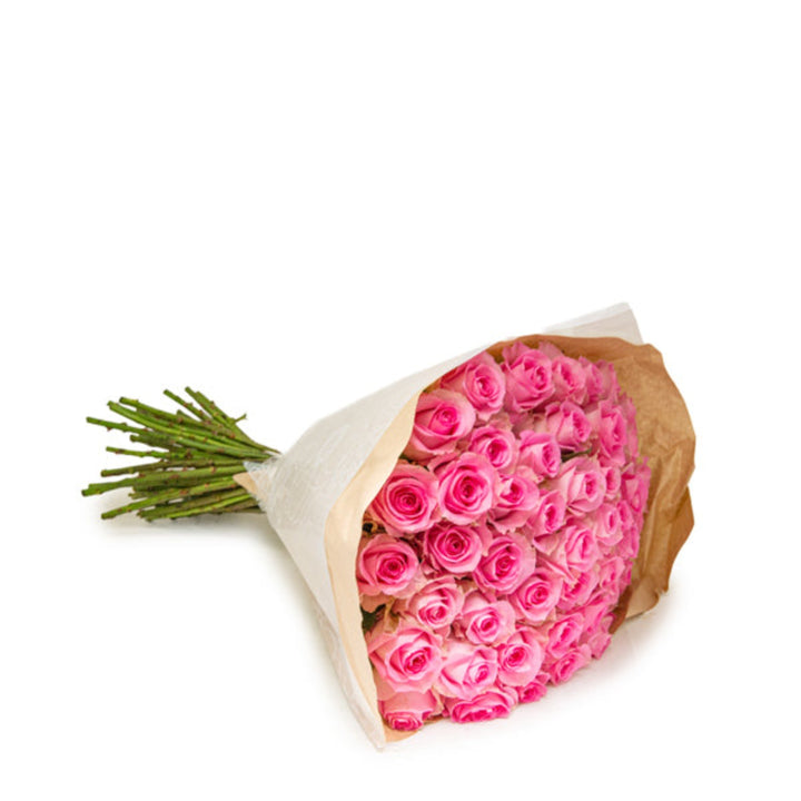 Pink luxury roses bouquet with 50 stems from Mix Flower Bouquet, featuring vibrant, fresh pink roses arranged in a beautiful bouquet.