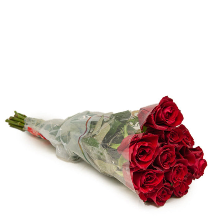 Red roses from SQ Flora Kenya, 10 stems of fresh, vibrant flowers arranged in a bouquet.