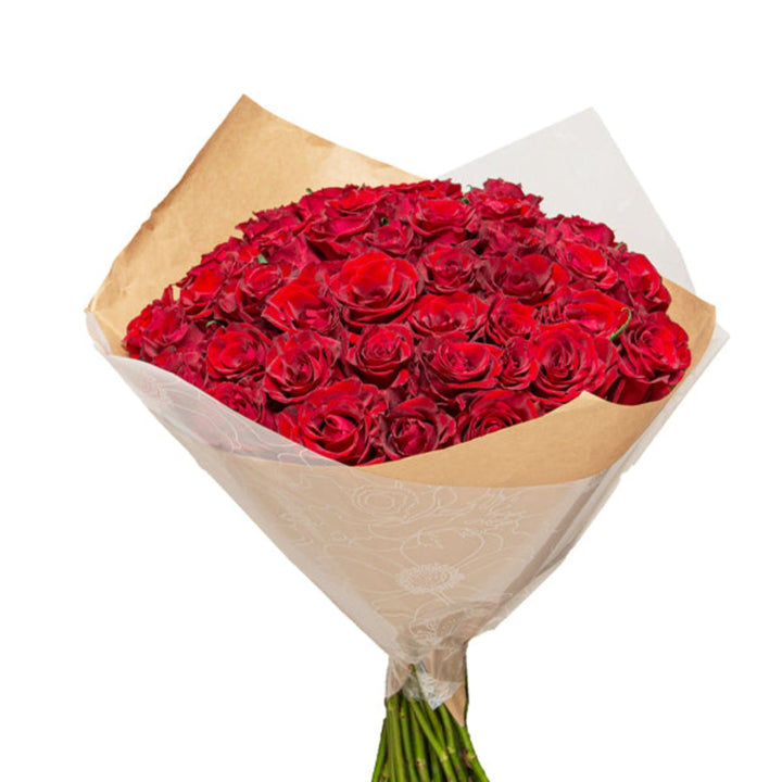 Red luxury roses bouquet with 50 stems from Mix Flower Bouquet, showcasing vibrant, fresh roses arranged in a beautiful floral display.