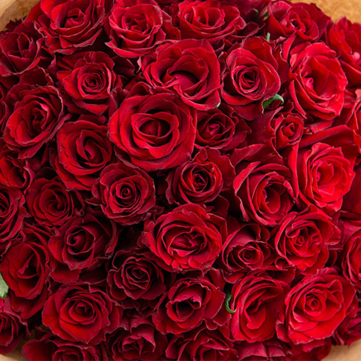 Red luxury rose bouquet with 50 stems from Mix Flower Bouquet, showcasing vibrant, fresh roses arranged in a beautiful floral display.
