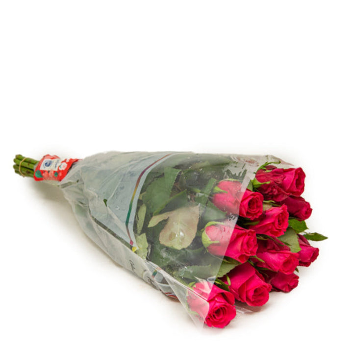 Bouquet of 10 Taccazi and Oblica roses from SQ Flora Kenya, vibrant flower stems arranged together.