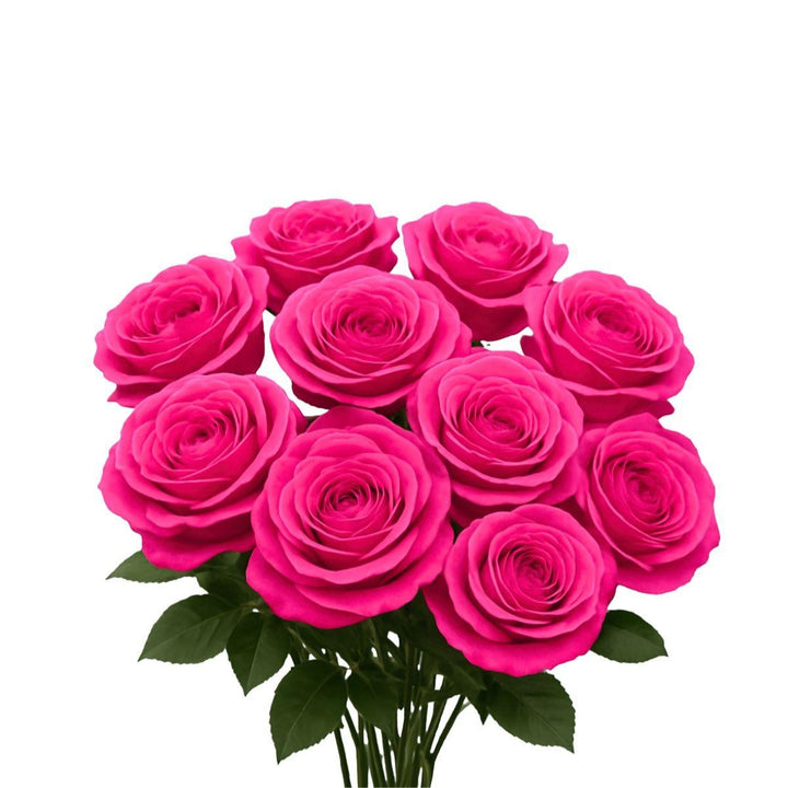 Bouquet of 10 Bella Rose Roses with vibrant topaz-colored blooms arranged in a natural floral display