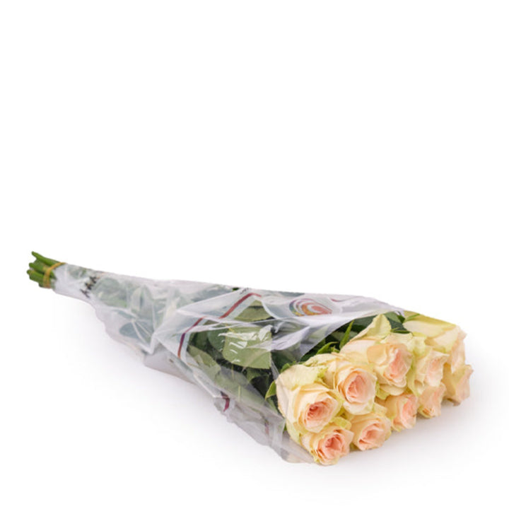 Bouquet of 10 fresh roses and Veronica flowers from SQ Flora Kenya, showcasing vibrant blooms and green foliage.