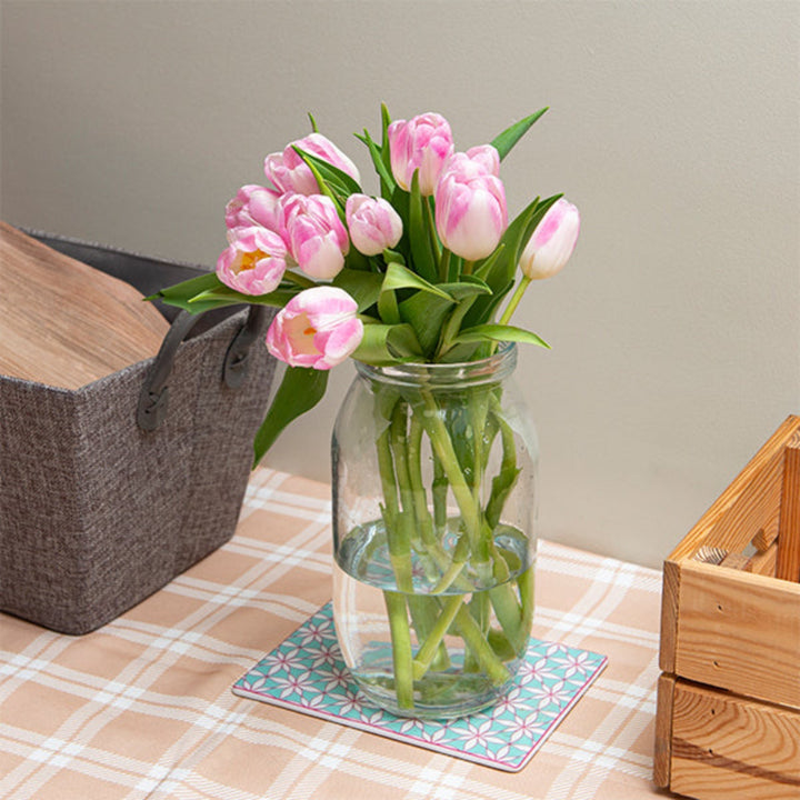 Fresh Flower Holland Dynasty and Milkshake tulips in a bouquet of 10 stems, vibrant and blooming with colorful petals.