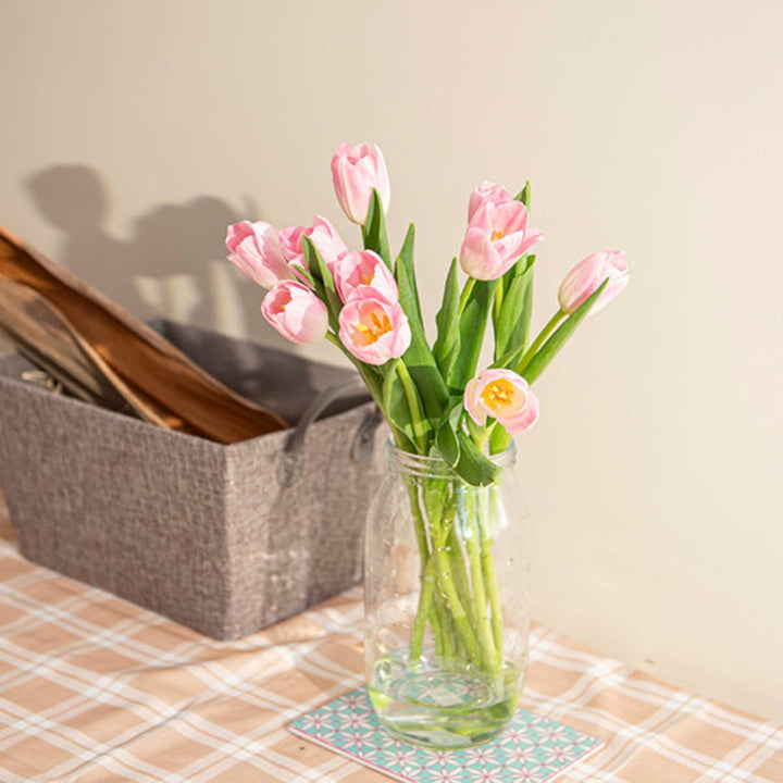 Pink Dynasty tulips arranged in a bouquet with 10 stems, vibrant and fresh flowers from Fresh Flower Holland.