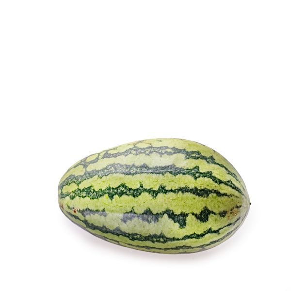 Yellow watermelon baby long fruit from Thailand, whole yellow watermelon with smooth skin and elongated shape.