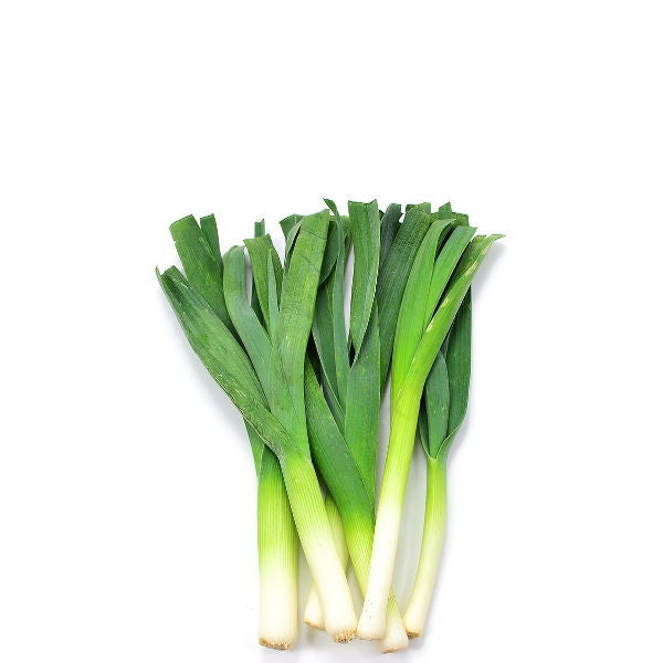 Fresh baby leeks from Holland in a 0.2 kg vegetable pack, showing long green stalks and white bulbs.