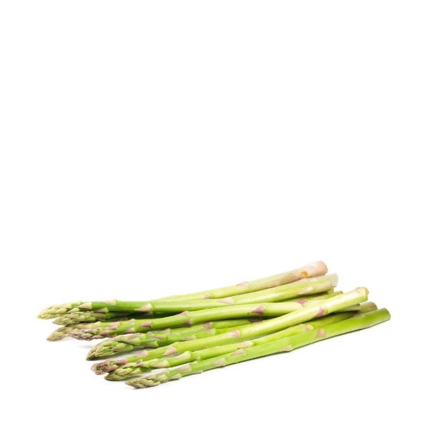 Fresh green Thai asparagus vegetables in a 0.1 kg pack, showcasing vibrant stalks and tips, from Thailand.