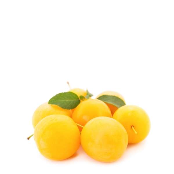 Golden plums from Sharbatly in a 1 kg pack, showing fresh, ripe fruit with smooth, golden-yellow skin.