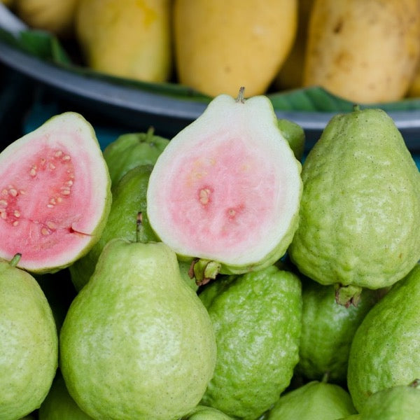 Fresh pink Guava Fruit from Thailand, 1 kg pack, showing ripe, vibrant pink guavas ready to eat.
