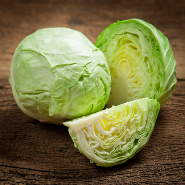 Fresh cabbage white vegetable from Local Market, showing a single leafy cabbage head with green and white leaves.