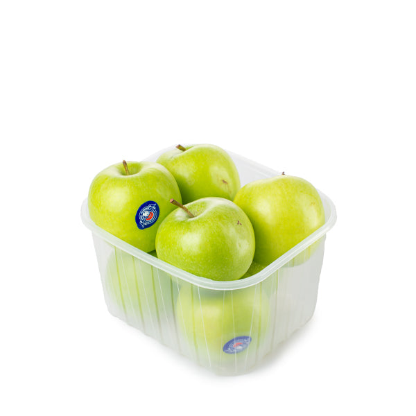 Fresh Granny Smith apples in a 1 kg pack by Sharbatly, showcasing vibrant green fruit with smooth skin.