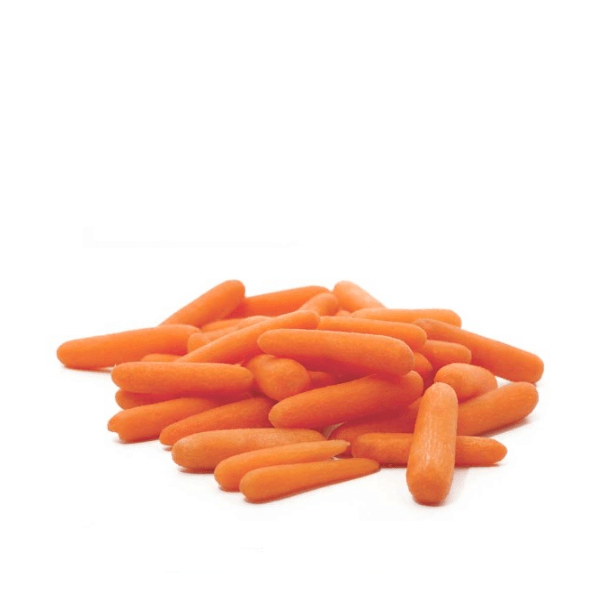 Fresh baby carrots from Sharbatly in a 0.34 kg bag, showcasing bright orange, crunchy vegetable carrots on a plain background.