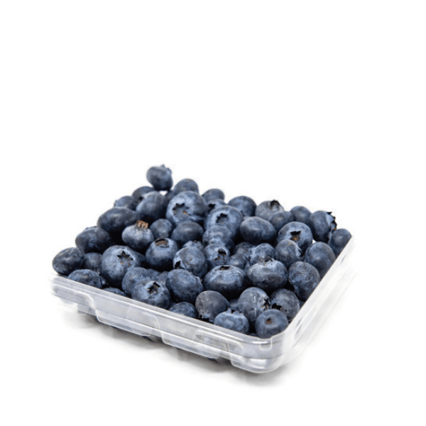 Fresh blueberries in a 0.125 kg pack, showcasing vibrant blue berries, from Sharbatly fruit brand.