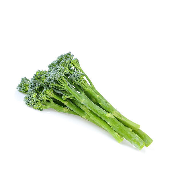 Open pack of Holland Tenderstem broccoli, fresh green vegetable with tender stems and florets, ready for cooking or serving.
