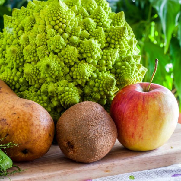 Fresh single piece of Holland cauliflower Romanesco vegetable with vibrant green and cream-colored fractal florets.
