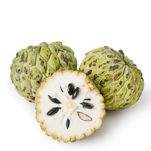 Sharbatly custard apples in a 3.5 kg carton, fresh and ripe tropical fruit ready for consumption.