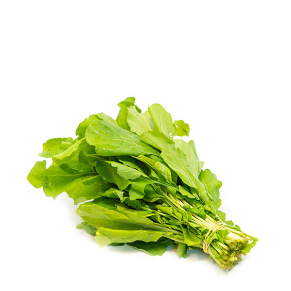 Fresh arugula leaves in a bunch from Local Market, vibrant green vegetable ideal for salads and garnishes.