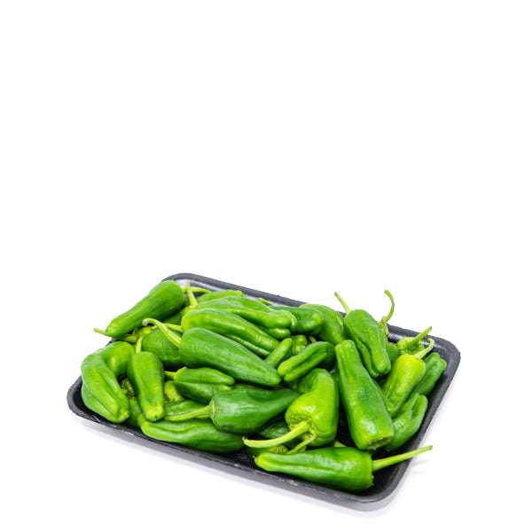 Holland shushito chilies pepper and Pimiento Padron in a 0.3 kg pack, fresh vegetables with vibrant green peppers.