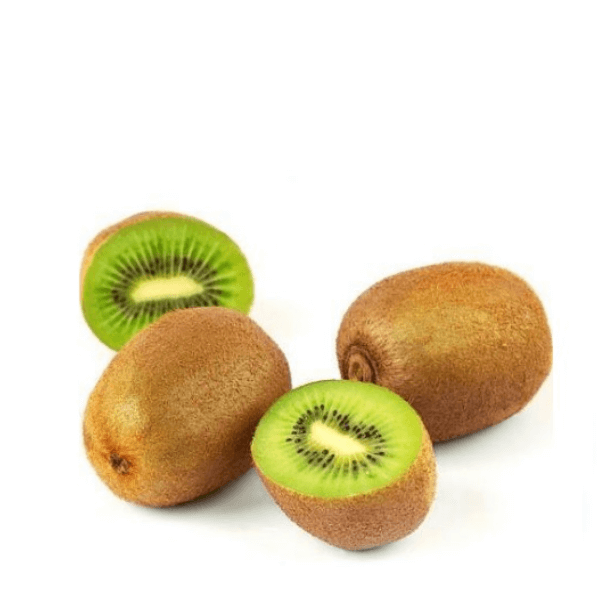 Fresh green kiwifruits in a 1 kg pack, showcasing fuzzy brown skin and vibrant green flesh from Sharbatly.