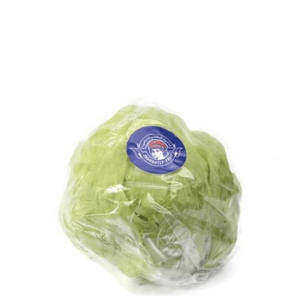 Fresh iceberg lettuce from Sharbatly, single crisp green vegetable piece on a white background.