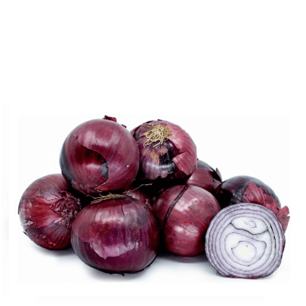 Fresh red onions from Local Market in a 1.6 kg bag, showing vibrant, firm onions with papery red skins.