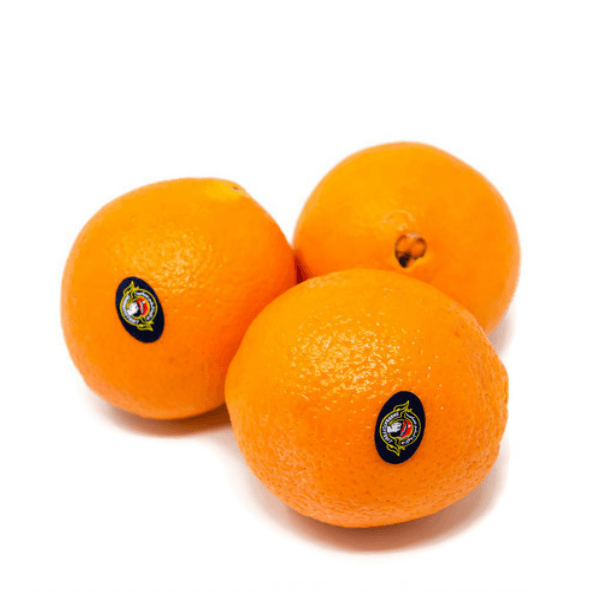 Fresh Navel oranges from Sharbatly in a 14 kg carton, showcasing bright, ripe citrus fruit ready for consumption.