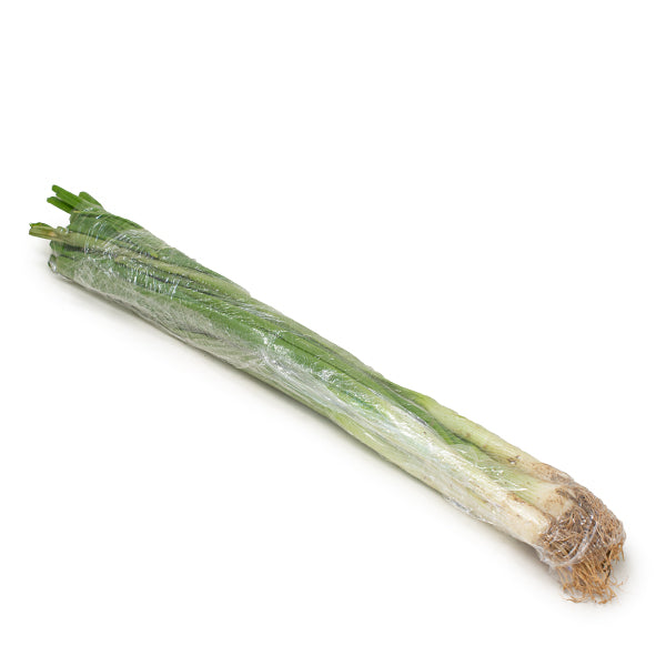 Fresh spring onions in a 0.2 kg bunch from Local Market, vibrant green vegetable with long slender stems and white bulbs.