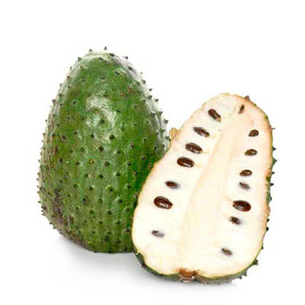 Holland Guanabana fruit, single 2 kg piece, fresh tropical fruit with spiky green exterior and creamy interior visible in the image.
