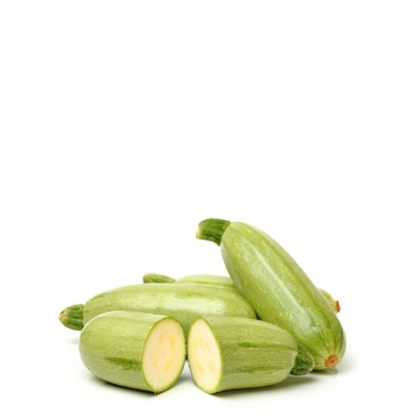 Fresh green zucchini vegetables from Local Market, 1 kg pack, shown in a natural setting with multiple zucchinis on a wooden surface.