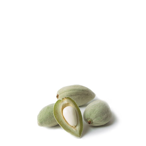 Fresh green almonds in a 0.4 kg pack from Local Market, showing vibrant almonds in a natural, close-up view.