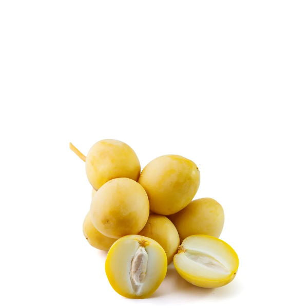 Fresh Barhe dates from Local Market, 0.5kg pack, showcasing plump, glossy dates with a rich, natural color in a close-up view.