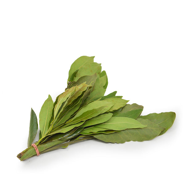 Fresh Holland bay leaves in a 0.05 kg bunch, vibrant green vegetable used for cooking and seasoning.