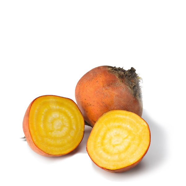 Golden beetroot vegetable from Holland in a 1 kg pack, showing fresh, vibrant roots with leafy greens attached.
