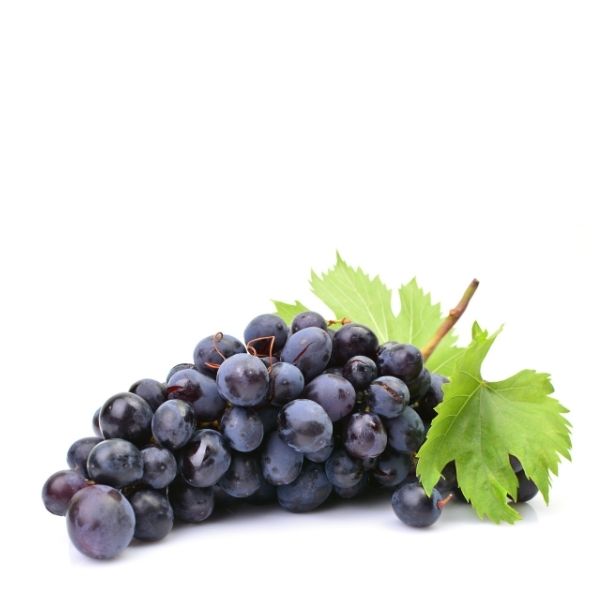 Black seedless grapes from Sharbatly in a 0.5 kg pack, fresh and ripe fruit, shown in a clear image.