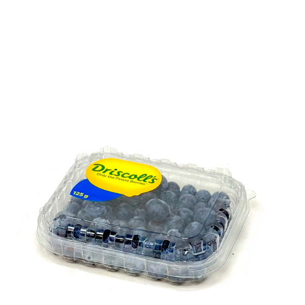 Fresh blueberries from Driscoll's in a Sharbatly 0.125 kg pack, showcasing plump, ripe berries on a white background.