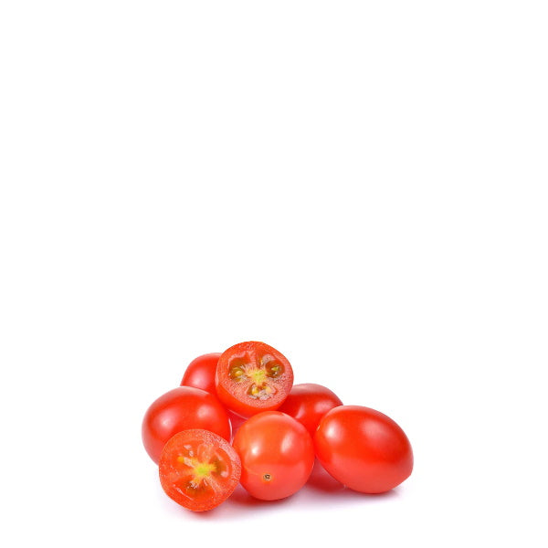 Fresh organic cherry tomatoes from Mishkat, hydroponically grown in a 0.25 kg vegetable pack, showcasing vibrant red fruit.