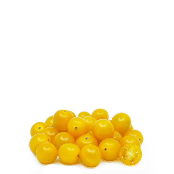 Bright yellow cherry tomatoes from Sharbatly in a 0.25 kg pack, fresh and ripe, perfect for salads and snacking.