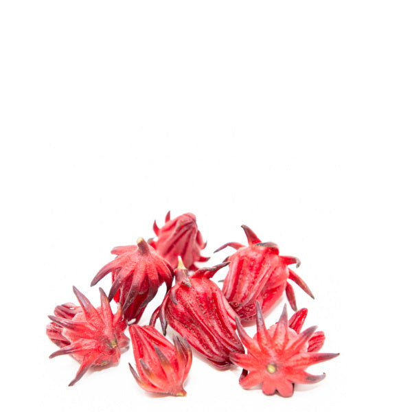 Fresh hibiscus flowers from Local Market, roselle herb in a 0.250 kg pack, showcasing vibrant red blossoms for herbal use.