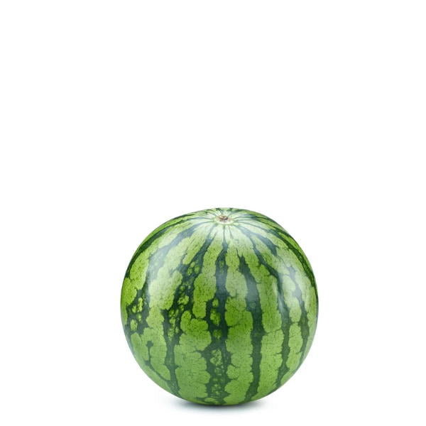 Fresh Holland Watermelon Mini, single piece, vibrant green rind and juicy red interior, showcasing a ripe fruit ready to eat.