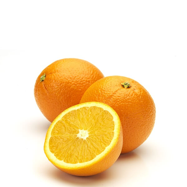 Fresh Valencia oranges in a 14 kg carton by Sharbatly, ideal for juicing, with bright orange skin and ripe, juicy appearance.