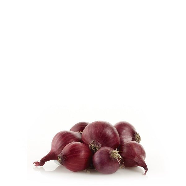 Red Pearl onions from Holland in a 0.5 kg pack, showcasing fresh, vibrant red vegetables with papery skin and round shape.