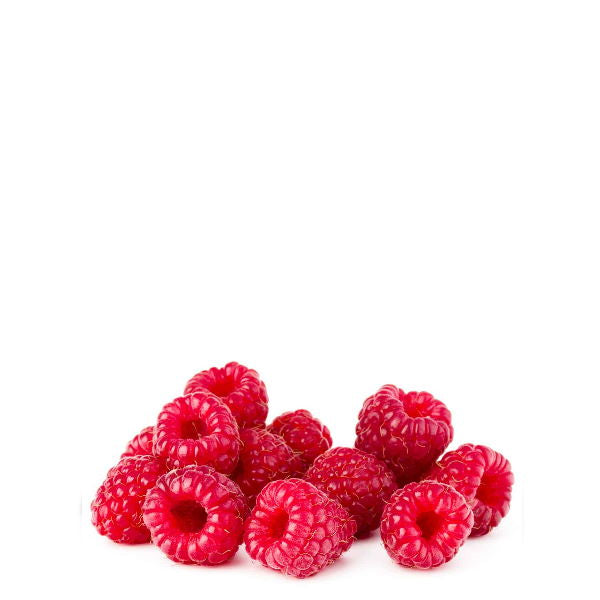 Fresh red raspberries from Sharbatly in a 0.125 kg pack, showcasing ripe, juicy berries on a white background.