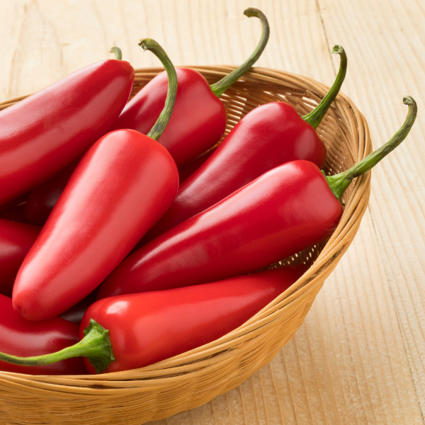 Red Jalapeno peppers from Holland, fresh and vibrant, packed in a 0.250 kg vegetable package.