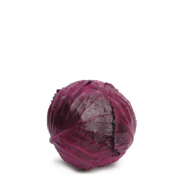 Fresh red cabbage from Local Market, showcasing vibrant, tightly packed leaves of a single red cabbage vegetable.
