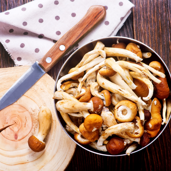 Brown Shimeji mushrooms from Holland, fresh vegetable pack, approximately 0.150 kg, shown in the image.