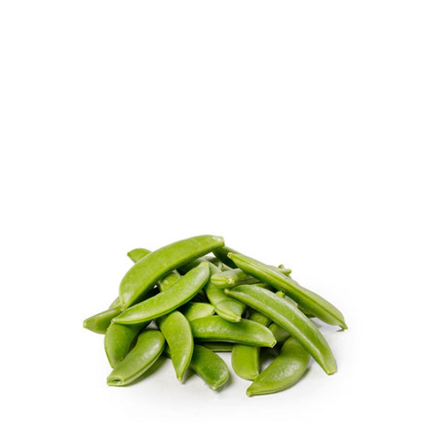 Fresh string-less sugar snap peas from Kenya in a 0.250 pack, showcasing vibrant green vegetable pods.