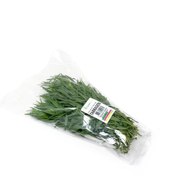 Fresh bunch of Kenya tarragon herb, also known as estragon or dragon herb, with vibrant green leaves on a single bunch.